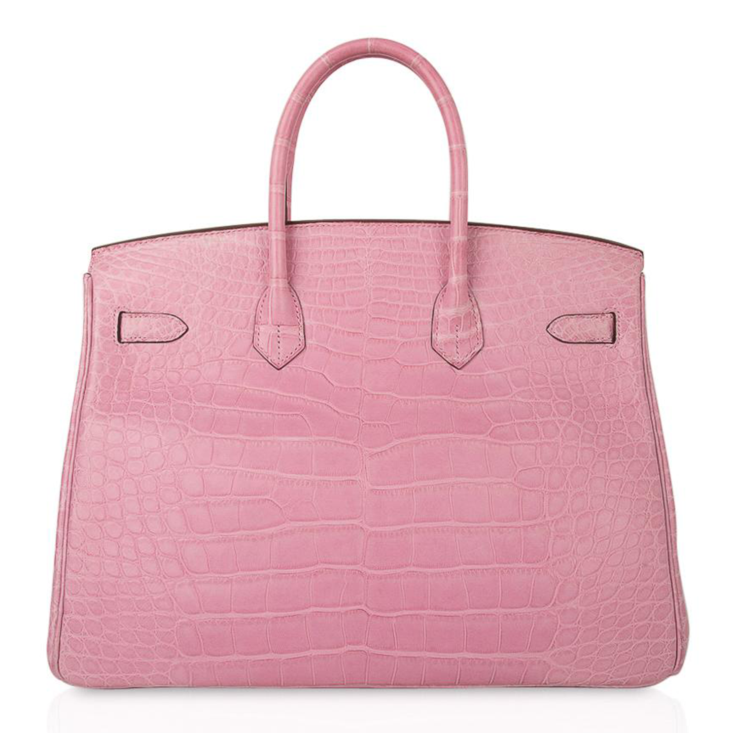 Gentle Bubblegum Pink Matte Scaled Medium Trapezoid Hand Tote With Cool Polished Silvery Twist Lock Hardware And Matching Textured Suspended Metal Padlock Charm